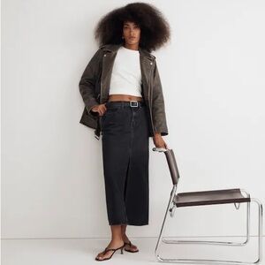 Madewell maxi denim split seam skirt